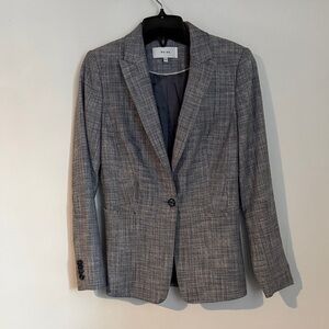 Reiss Gray Plaid Single-Button Blazer